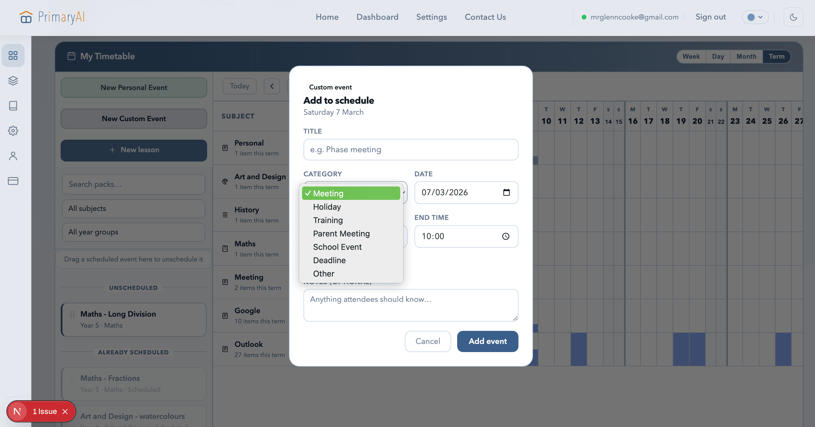 PrimaryAI current dashboard screen