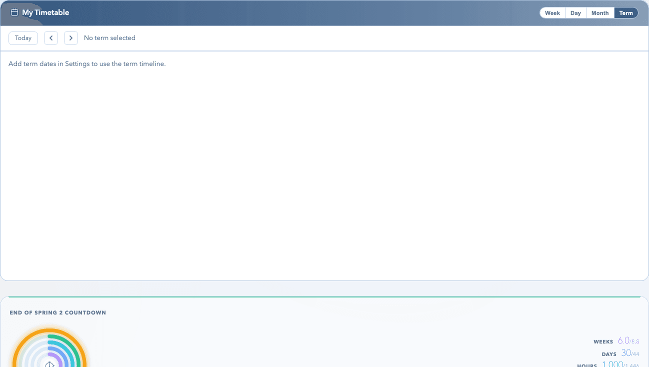 PrimaryAI term schedule planner showing AI-generated timetable